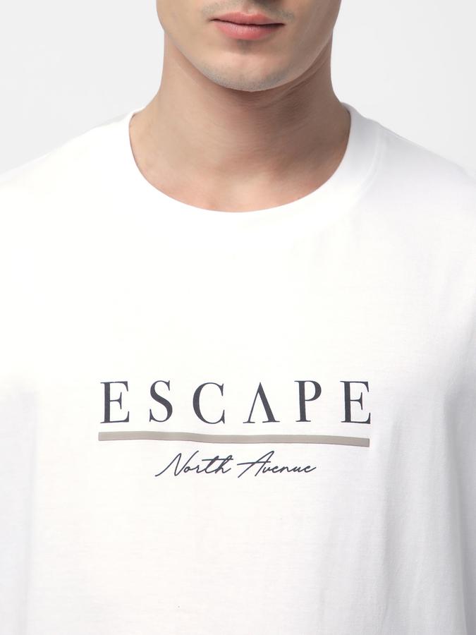 R&B Men's White Printed T-Shirt