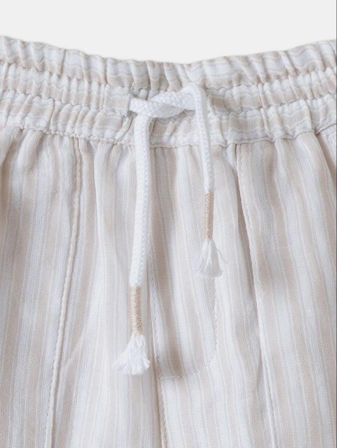 R&B Beige Regular Fit Mid-Rise Striped Boys Shorts