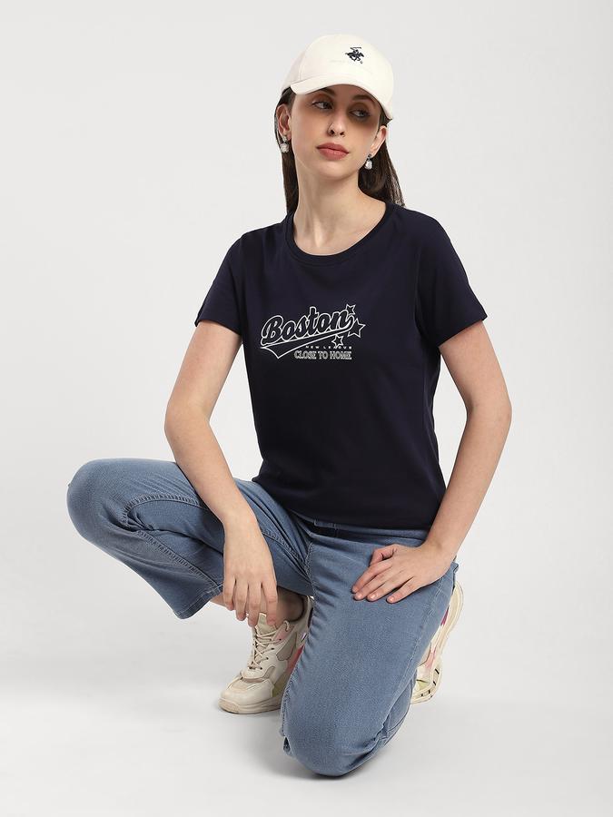 Women Cotton Regular Fit Crew Neck Graphic T-shirt