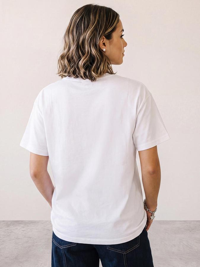 R&B Women Ivory Short Sleeve Round Neck Hello Kitty Printed T-Shirt