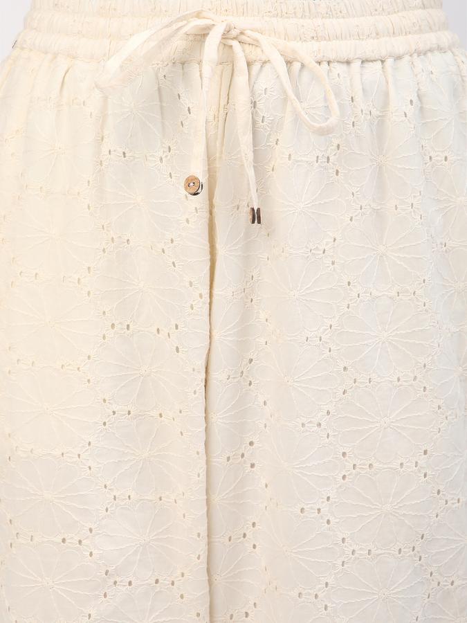 Women Cotton Joggers Drawstring Self Design Trousers