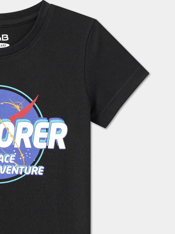 Boys Graphic Print Relaxed Fit Round-Neck T-Shirt image number 2