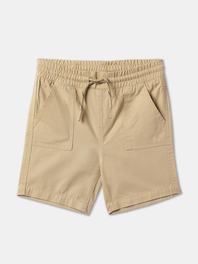 Boys Cotton Relaxed Fit Elastic Waist Clean Hem Shorts