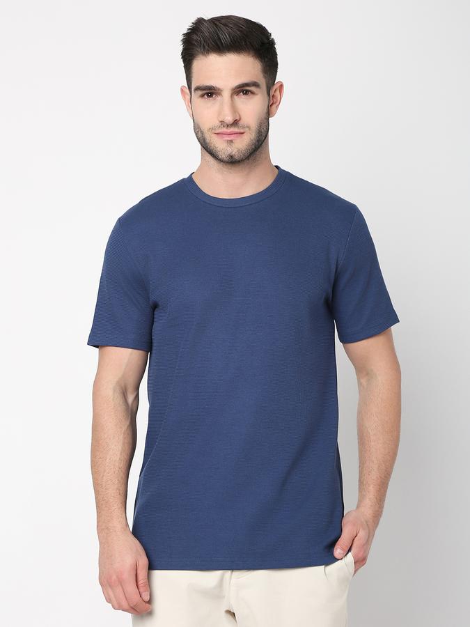 Men Cotton Blend Regular Fit Crew Neck Solid T-shirt