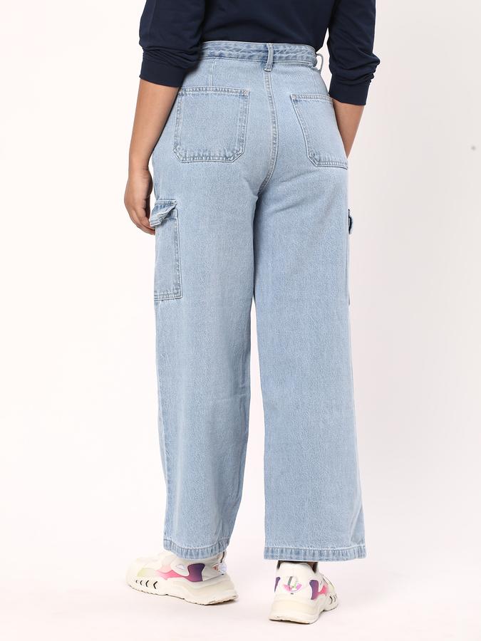R&B Women's Cargo Wide Leg Jeans image number 2