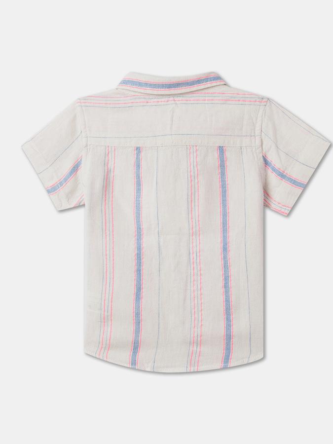 Boys Striped Relaxed Fit Shirt with Patch Pocket image number 1