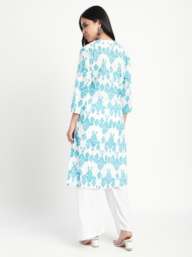 Women Viscose Regular Fit Mandarin Collar Printed Kurta