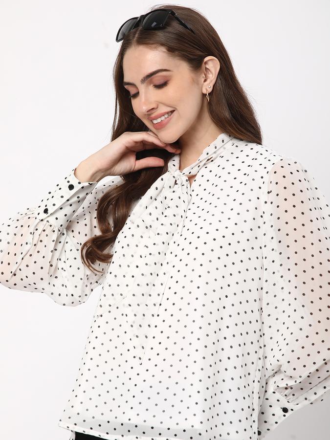 Women Polka-Dot Regular Fit Top with Tie-Up image number 0