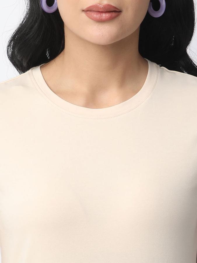 Women Cotton Relaxed Fit Crew Neck Solid T-shirt