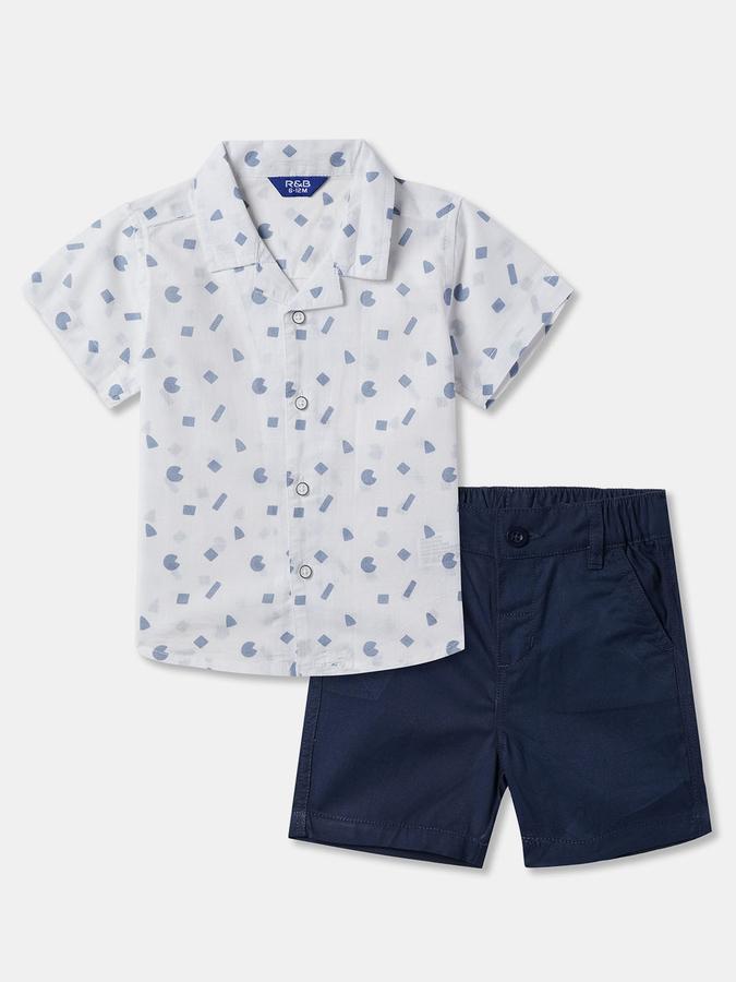 Boys Geometric Short Sleeve Shirt with Shorts Fashion Set