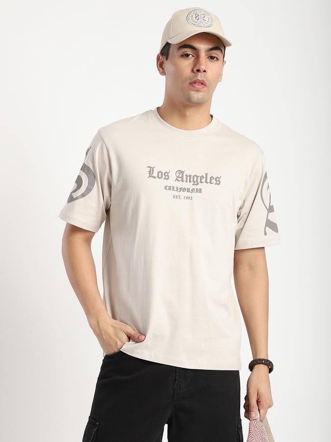 Men Cotton Relaxed Fit Crew Neck Graphic T-shirt