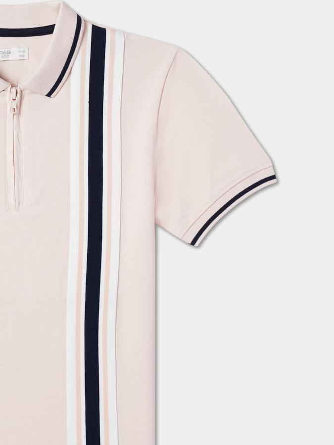 Boys Striped Relaxed Fit Polo T-Shirt image number 2