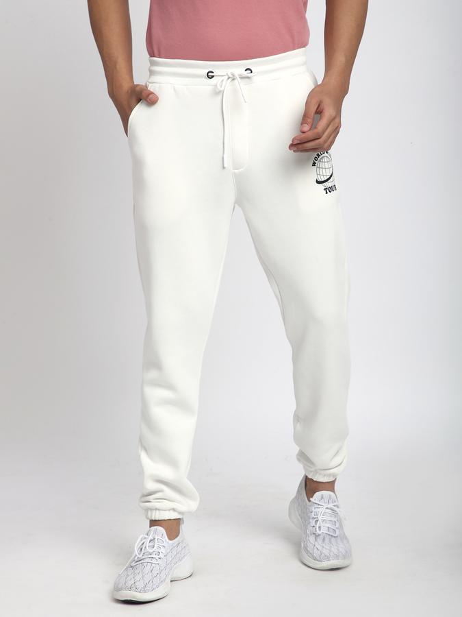 Men Polycotton Regular Fit Drawstring Waist Cuffed Hem Trackpants