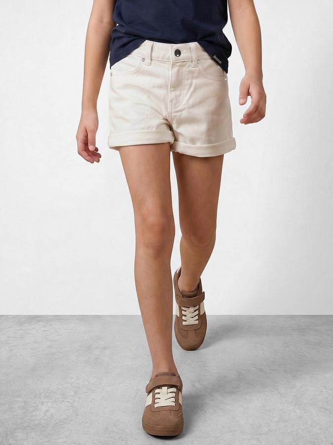 R&B Girl's White Regular Fit Above Knee Denim Shorts