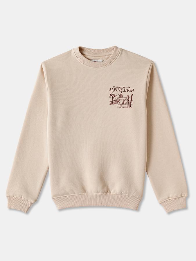 R&B Boys' Beige Printed Sweatshirt