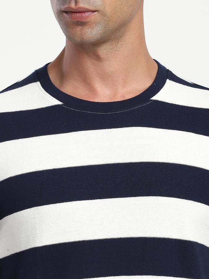 Men Cotton Regular Fit Crew Neck Striped T-shirt