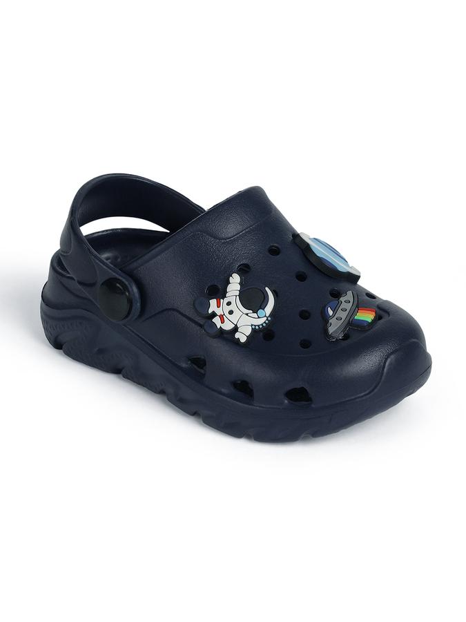 R&B Navy Blue Embellished Slip On Boys Clogs