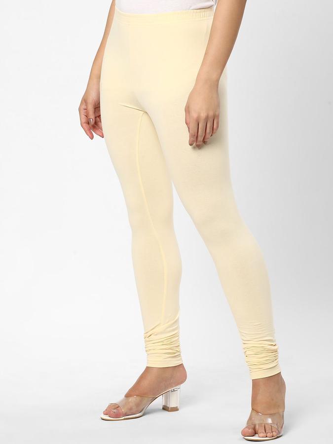 R&B Women Ivory Solid Leggings