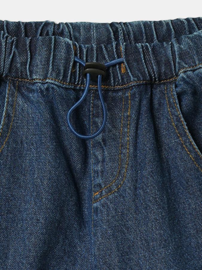 Boys Cotton Regular Fit Elastic Waist Whiskered Jeans