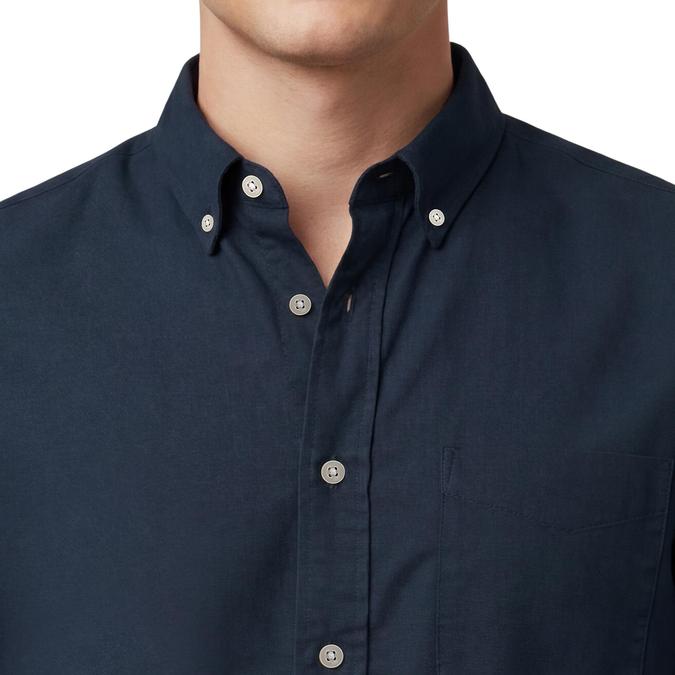 R&B Navy Blue Solid Mens Button-Down Collar Long Sleeves Shirt 