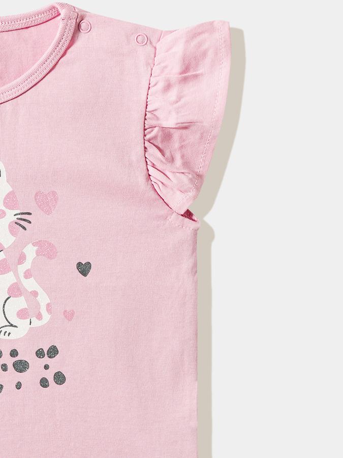 Girls Cotton Regular Fit Crew Neck Graphic T-shirt