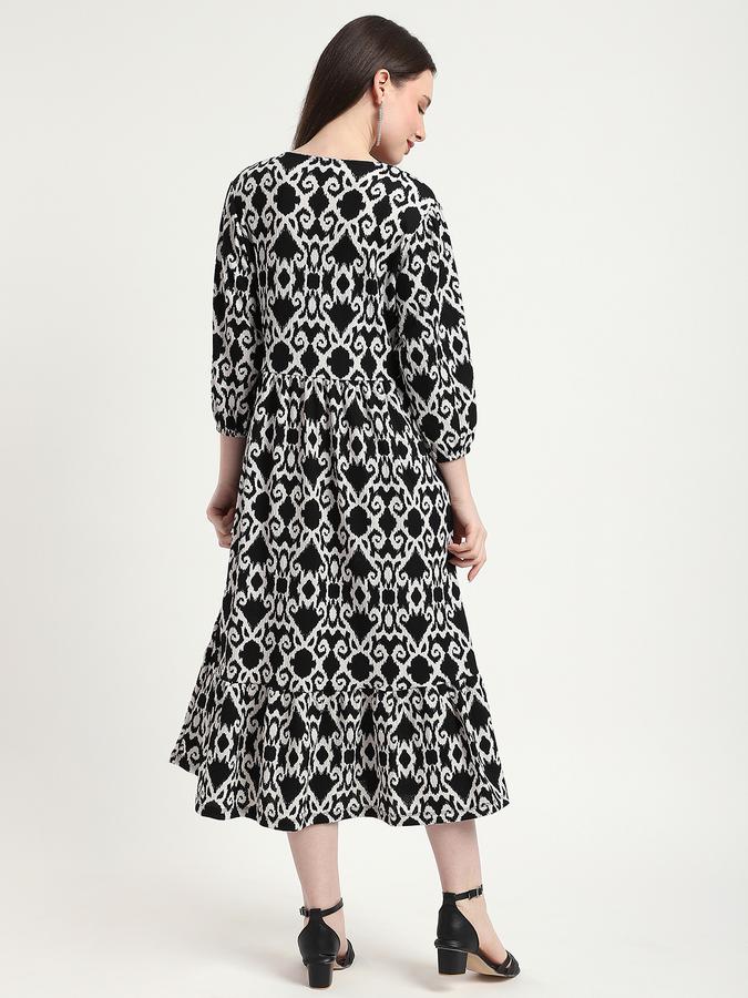 R&B Women Black Ikat Print Maxi Dress