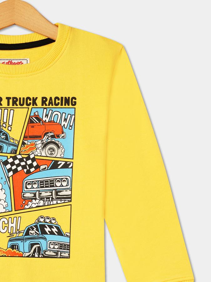 Boys Cotton Regular Fit Crew Neck Graphic Sweatshirt