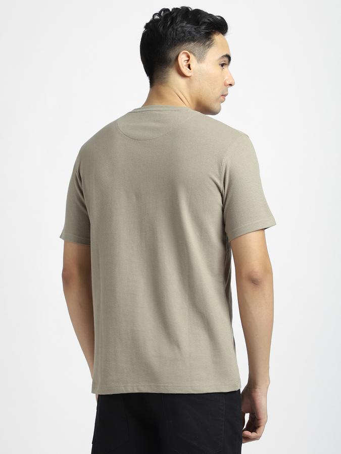 Men Cotton Regular Fit Crew Neck Textured T-shirt