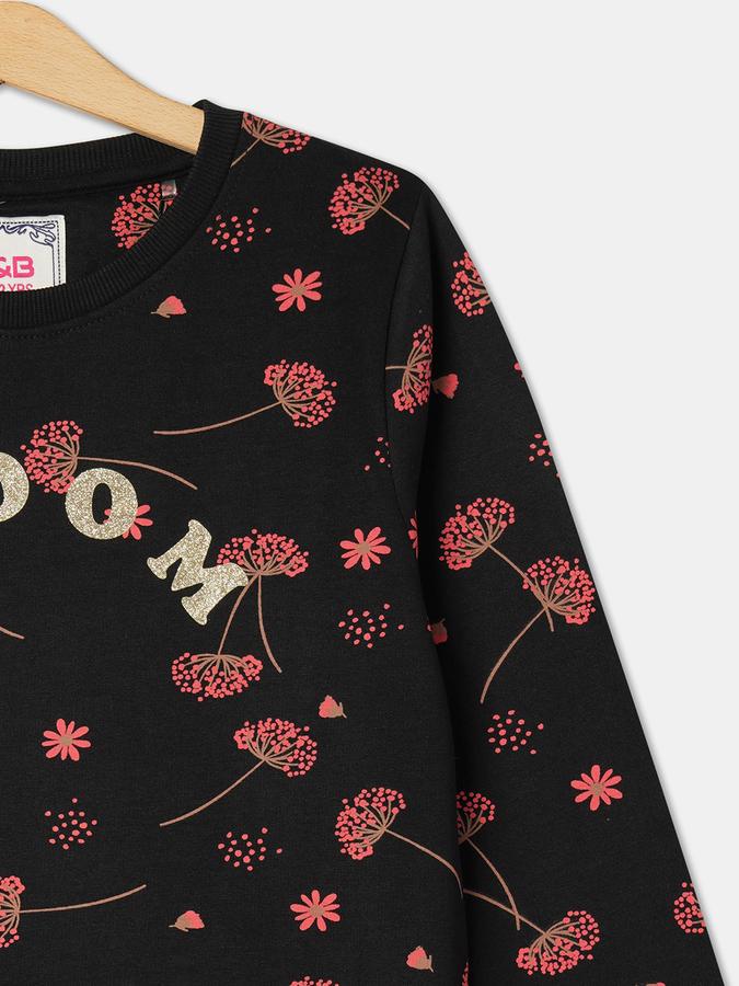 Girls Cotton Regular Fit Crew Neck Graphic Sweatshirt