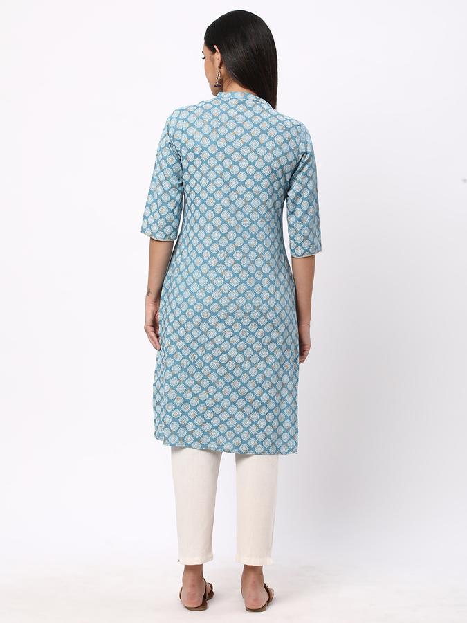 R&B Women's Printed Regular Straight Kurta 3-Q Sleeves image number 2