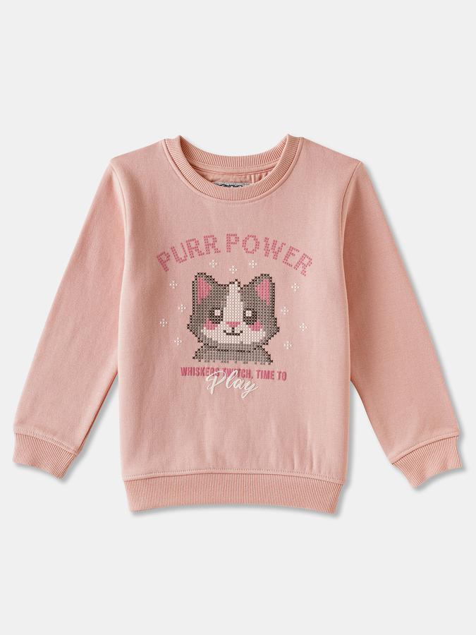 R&B Girls' Pink Printed Sweatshirt