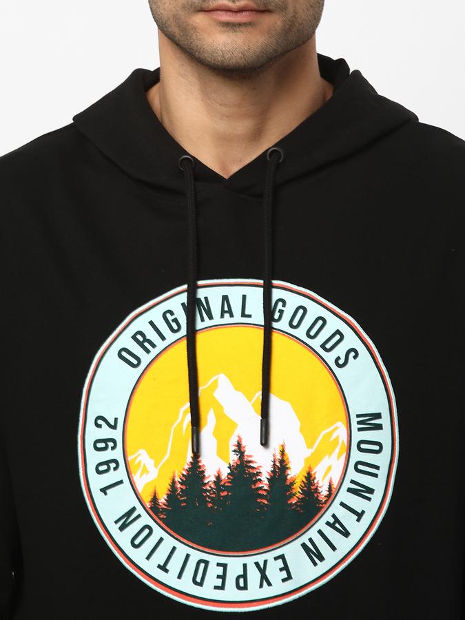 Men Cotton Regular Fit Hooded Graphic Sweatshirt