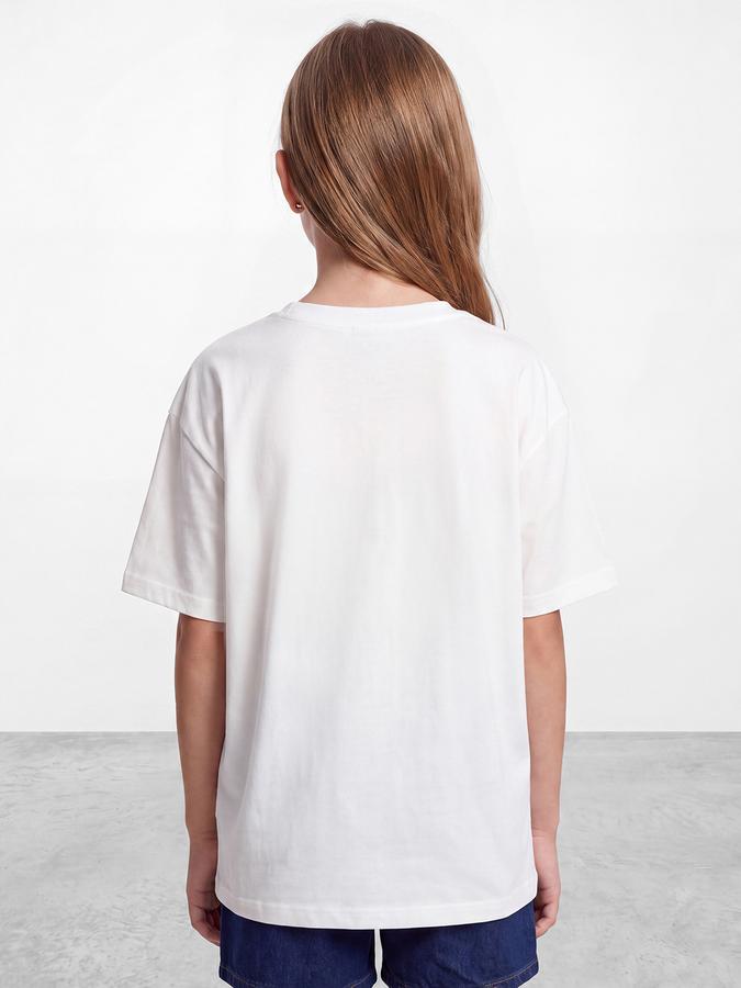 R&B Girls Ivory Graphic Printed  Short Sleeves Pure Cotton T-shirt