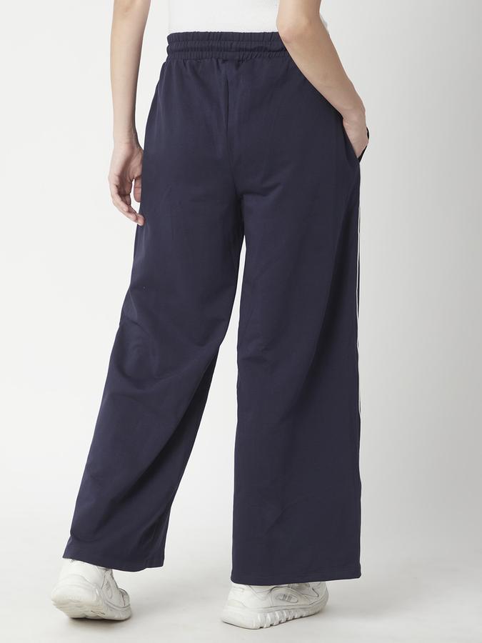 Women Cotton Regular Fit Drawstring Waist Solid Trackpants