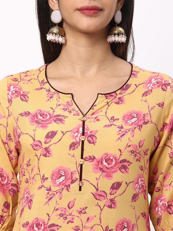 Women Floral Print No Darts Straight Kurta data-index=