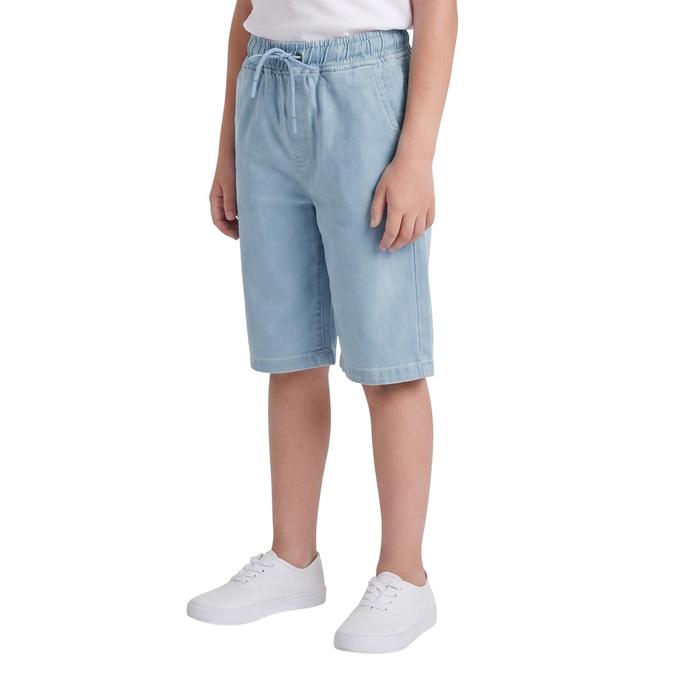 R&B Blue Regular Fit Solid Mid Rise Boys Shorts