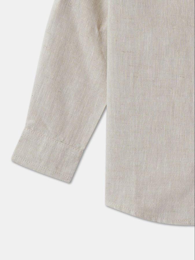 R&B Boys Beige Long Sleeves Solid Shirt