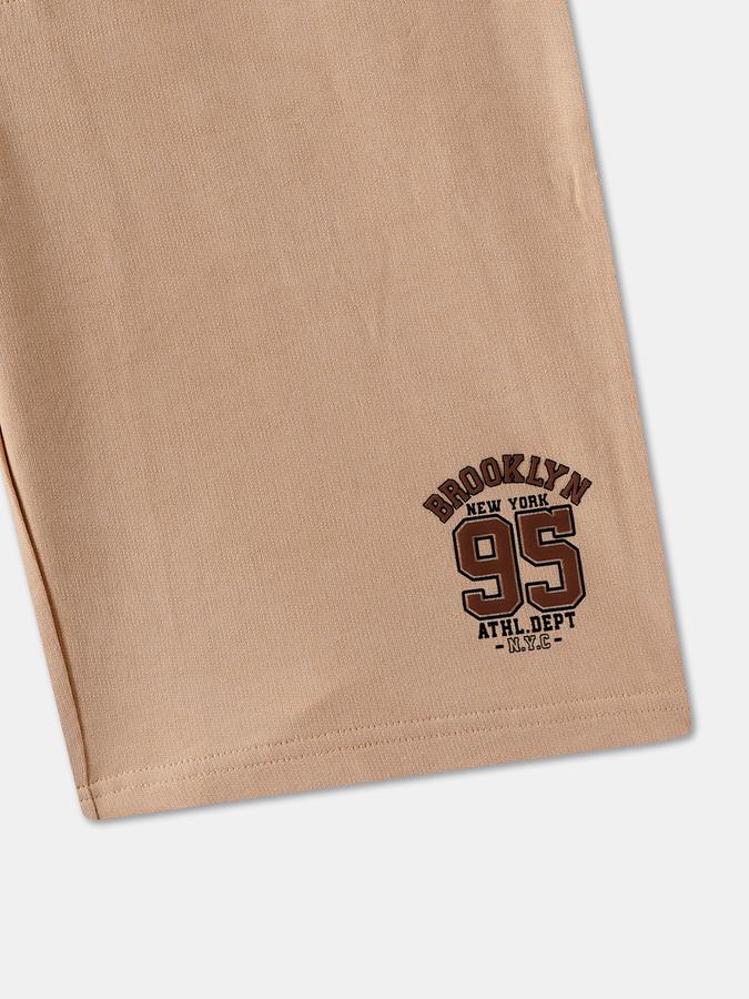 Boys Cotton Graphic Print Drawstring Waist Clean Hem Shorts