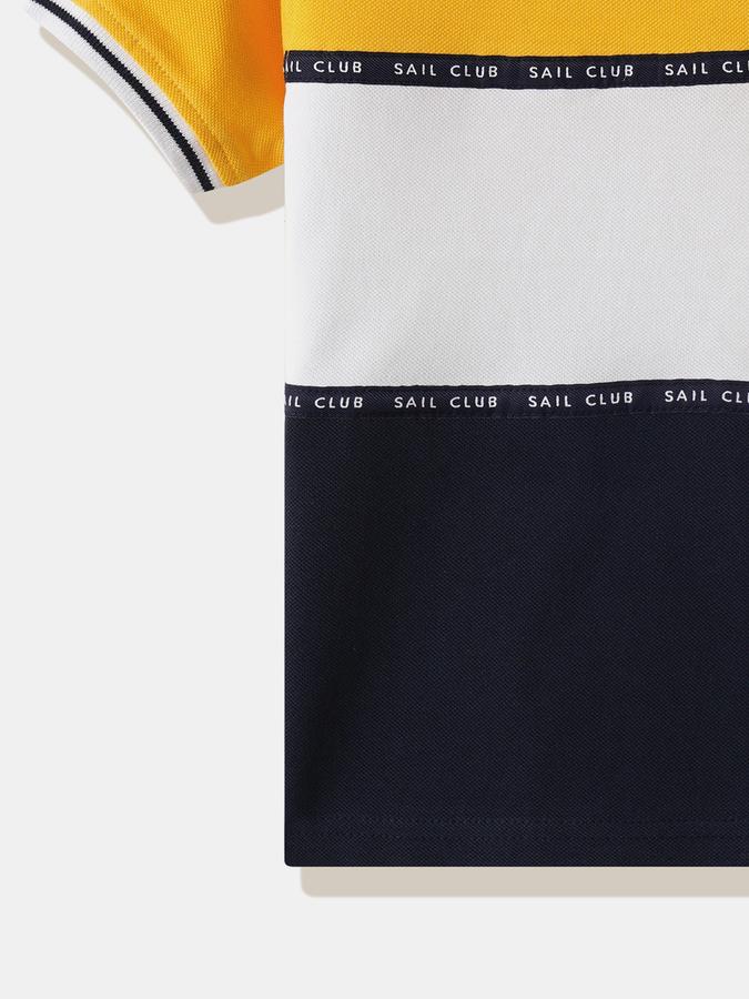 Boys Cotton Regular Fit Crew Neck Color-Block T-shirt