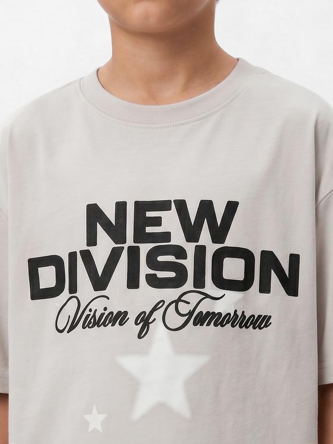R&B Boys Grey Short sleeve Round Neck Urban Edit Typography Graphics Bold Graphic Pure Cotton T-Shirt