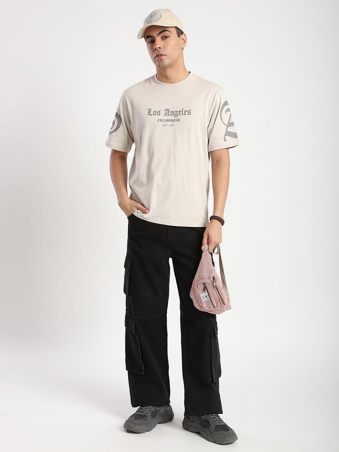 Men Cotton Relaxed Fit Crew Neck Graphic T-shirt