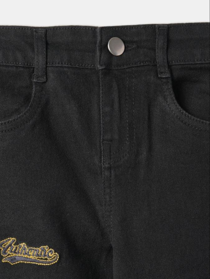 R&B Black Straight Fit Mid-Rise Boys Jeans