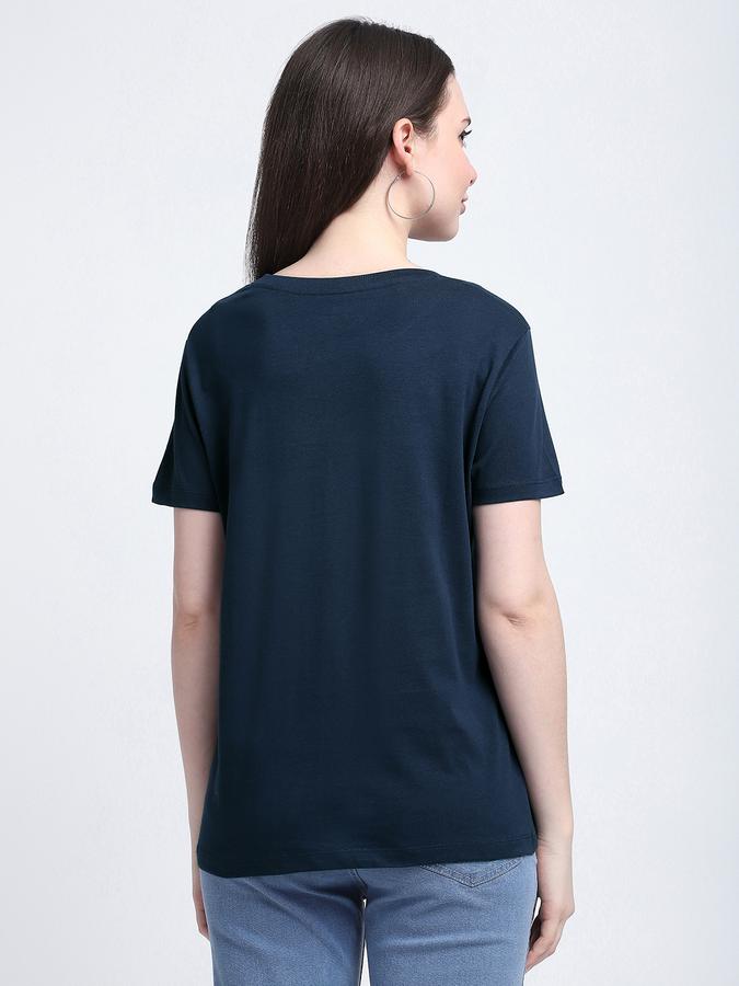 Women Cotton Regular Fit Crew Neck Slogan T-shirt