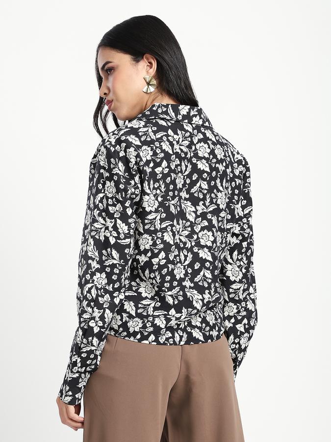 R&B Women Black Floral Print Shirt