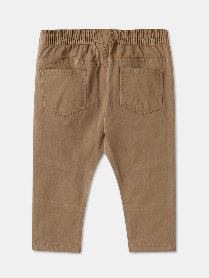 Boys Twill Regular Fit Drawstring Waist Clean Hem Trousers