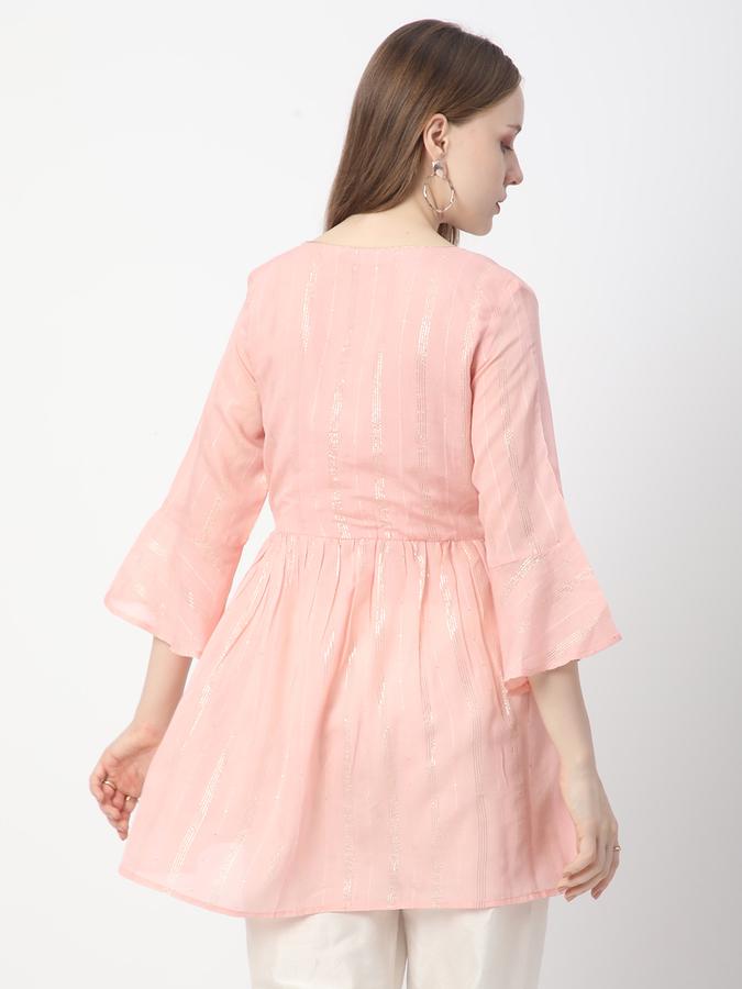 Women Viscose Relaxed Fit V-Neck Embroidered Ethnic Top