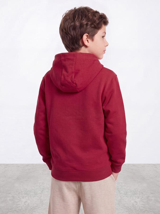 R&B Boys Red Typography Graphics Hooded Long Sleeves Regular Fit Sweatshirt
