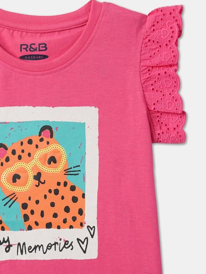 Girl Round-Neck Graphic Print Top image number 2