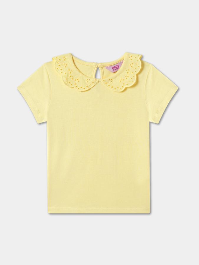 Girls Regular Fit Short Sleeve Peter Pan Collar Top