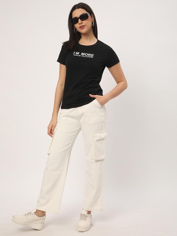 Women Cotton Regular Fit Crew Neck Graphic T-shirt